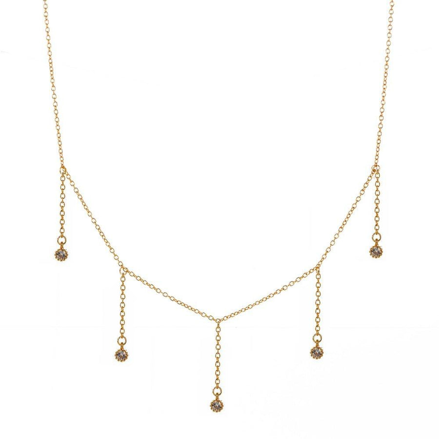 Drop Necklace with Five Cubic Zirconia Stone
