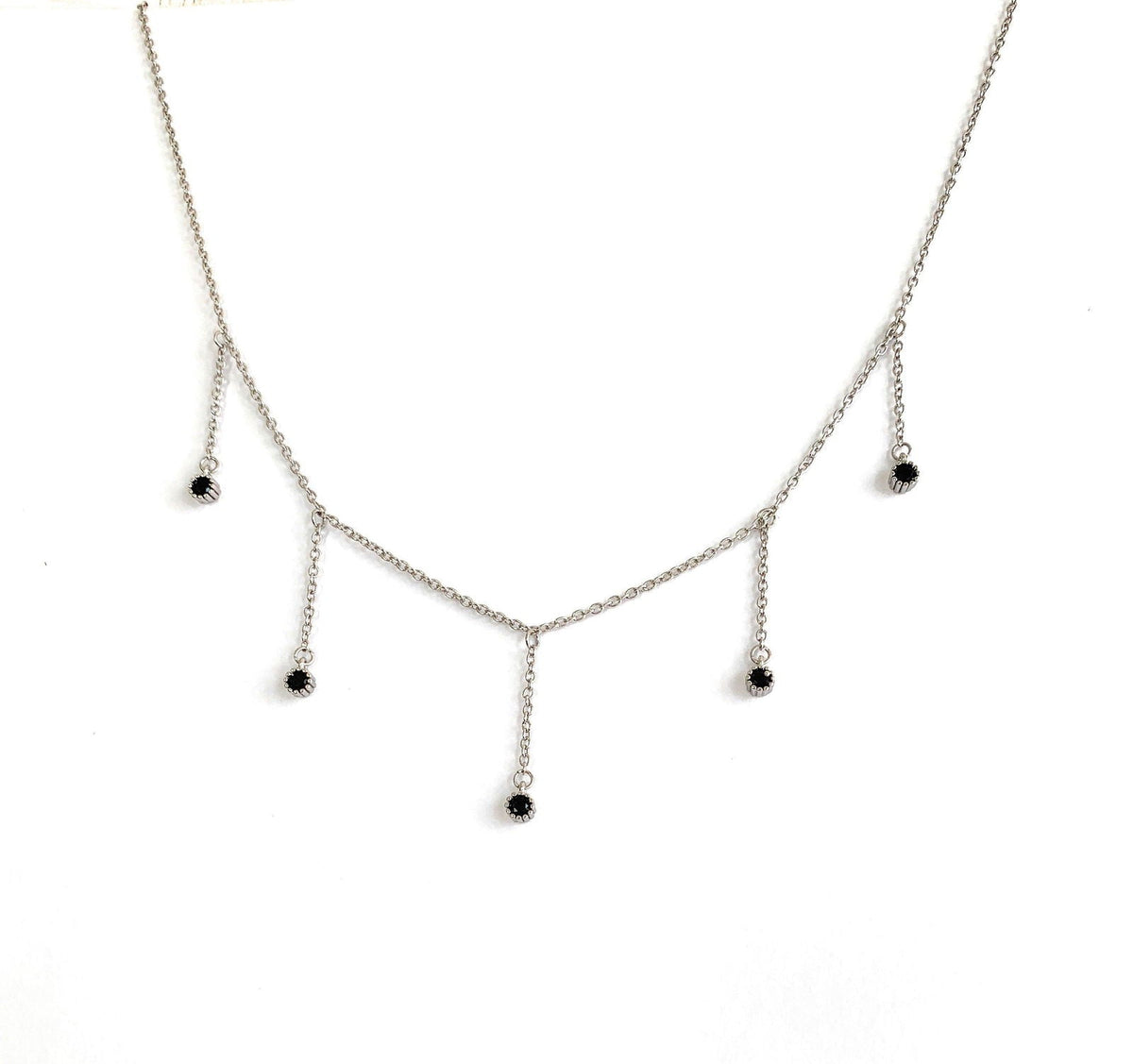 Drop Necklace with Five Cubic Zirconia Stone