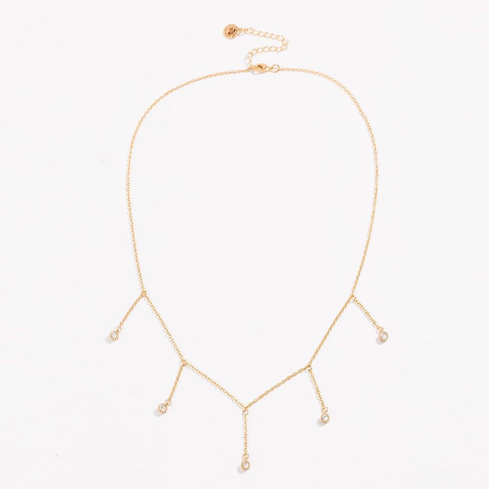 Drop Necklace with Five Cubic Zirconia Stone