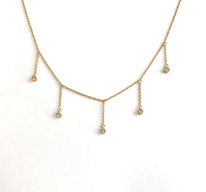Drop Necklace with Five Cubic Zirconia Stone