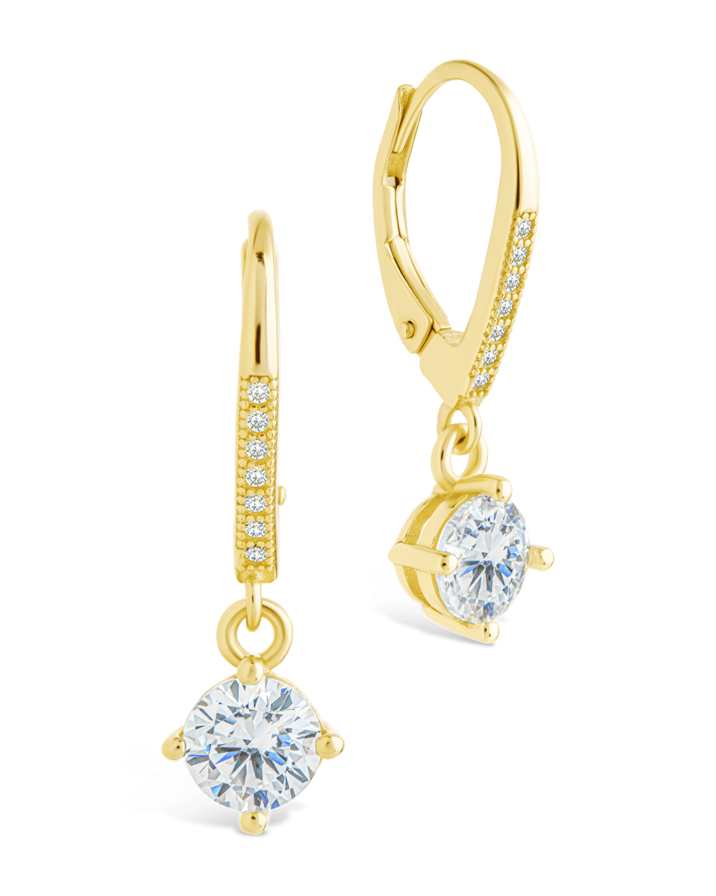 Sterling Silver Matilda Brilliant Cut CZ French Clip Earrings