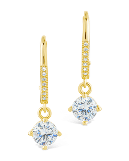 Sterling Silver Matilda Brilliant Cut CZ French Clip Earrings