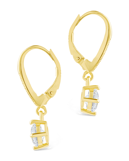 Sterling Silver Matilda Brilliant Cut CZ French Clip Earrings