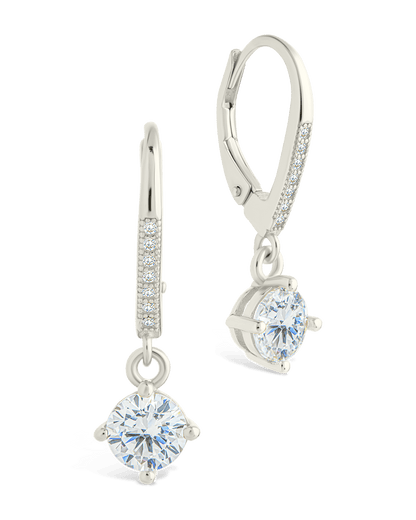 Sterling Silver Matilda Brilliant Cut CZ French Clip Earrings