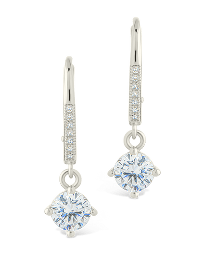 Sterling Silver Matilda Brilliant Cut CZ French Clip Earrings