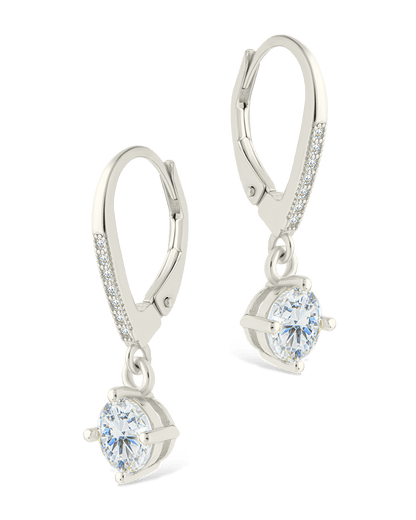 Sterling Silver Matilda Brilliant Cut CZ French Clip Earrings