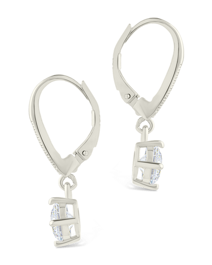Sterling Silver Matilda Brilliant Cut CZ French Clip Earrings