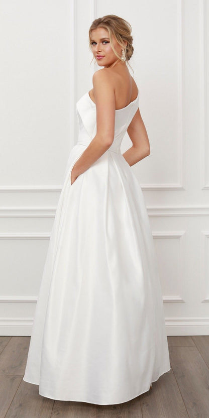 Nox Anabel E469 Elegant One Shoulder Long Satin A-Line Dress