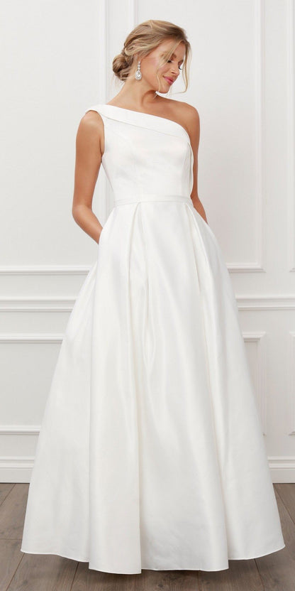Nox Anabel E469 Elegant One Shoulder Long Satin A-Line Dress