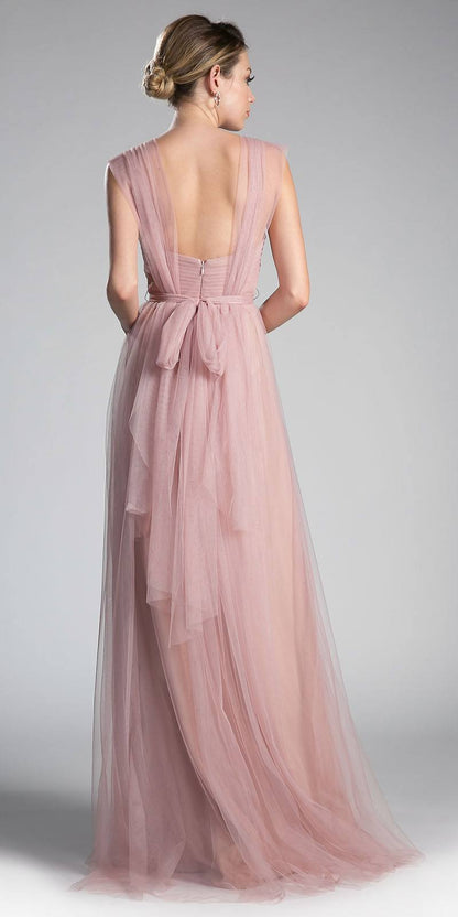 CLEARANCE - Tulle Infinity Style Long Blush Bridesmaid Dress (Size 14)