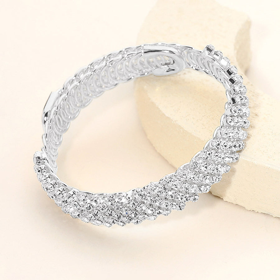 Rhinestone Paved Adjustable Evening Bracelet