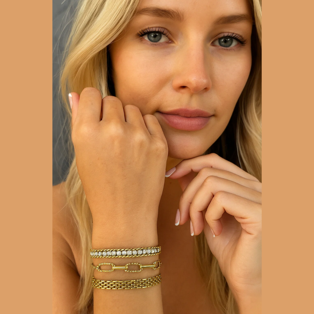 Amelia Sparkle Stack Adjustable CZ Chain Bracelet
