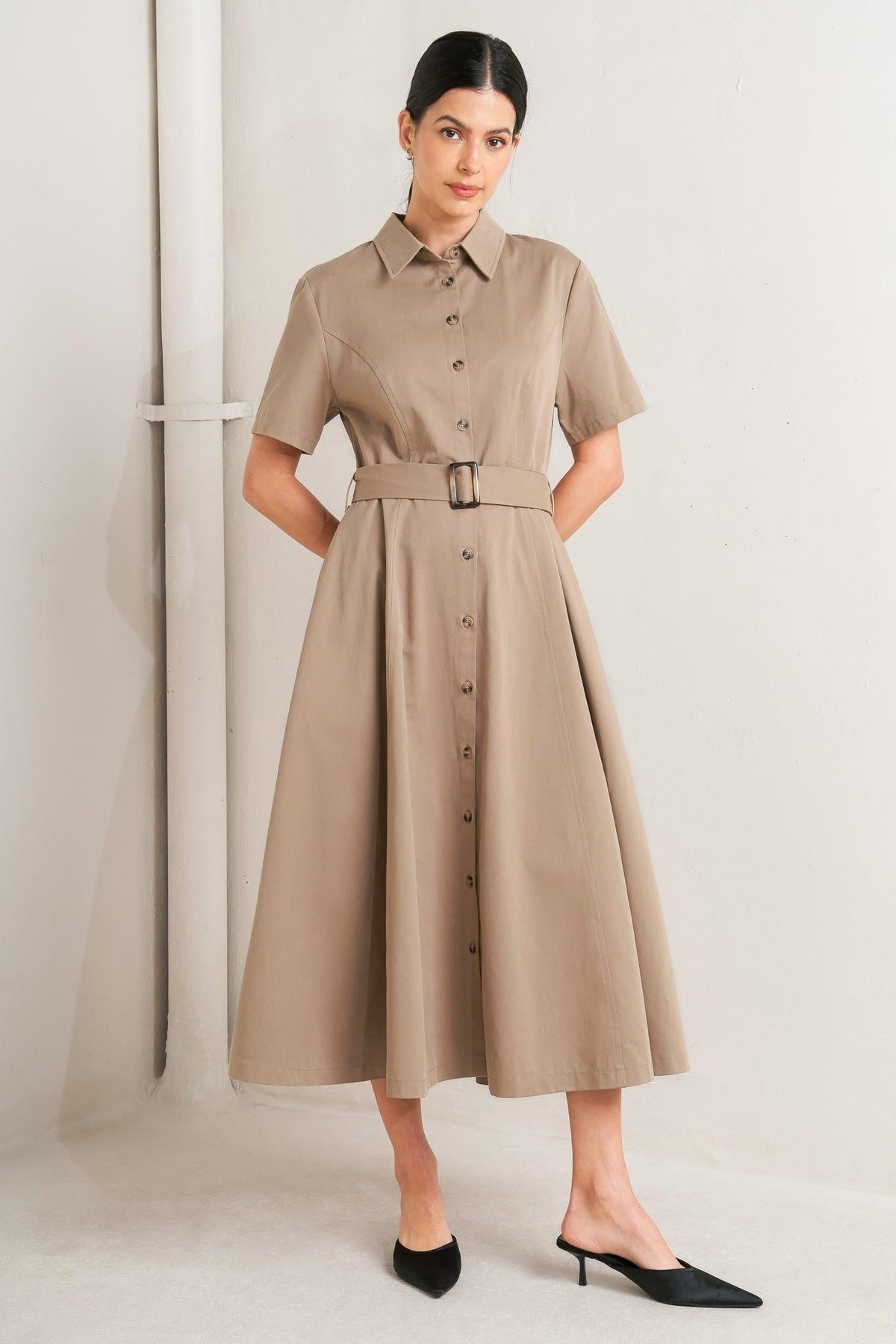 LUCKY ME WOVEN MIDI DRESS