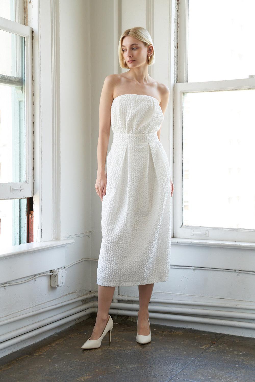IN DOLLY WE TRUST WOVEN MIDI DRESS