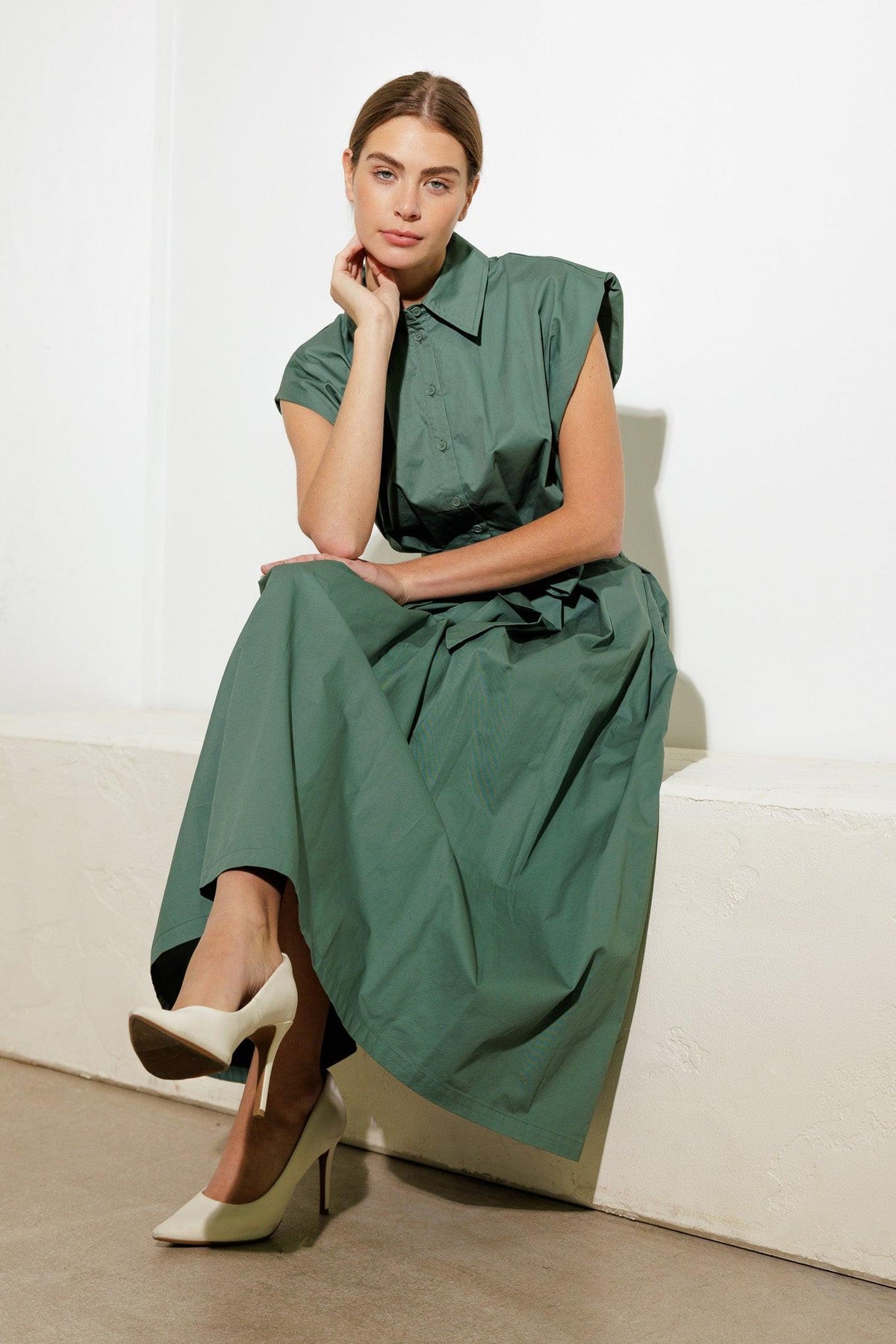 VESTIDO MIDI TEJIDO DE CONEXIÓN PROFUNDA