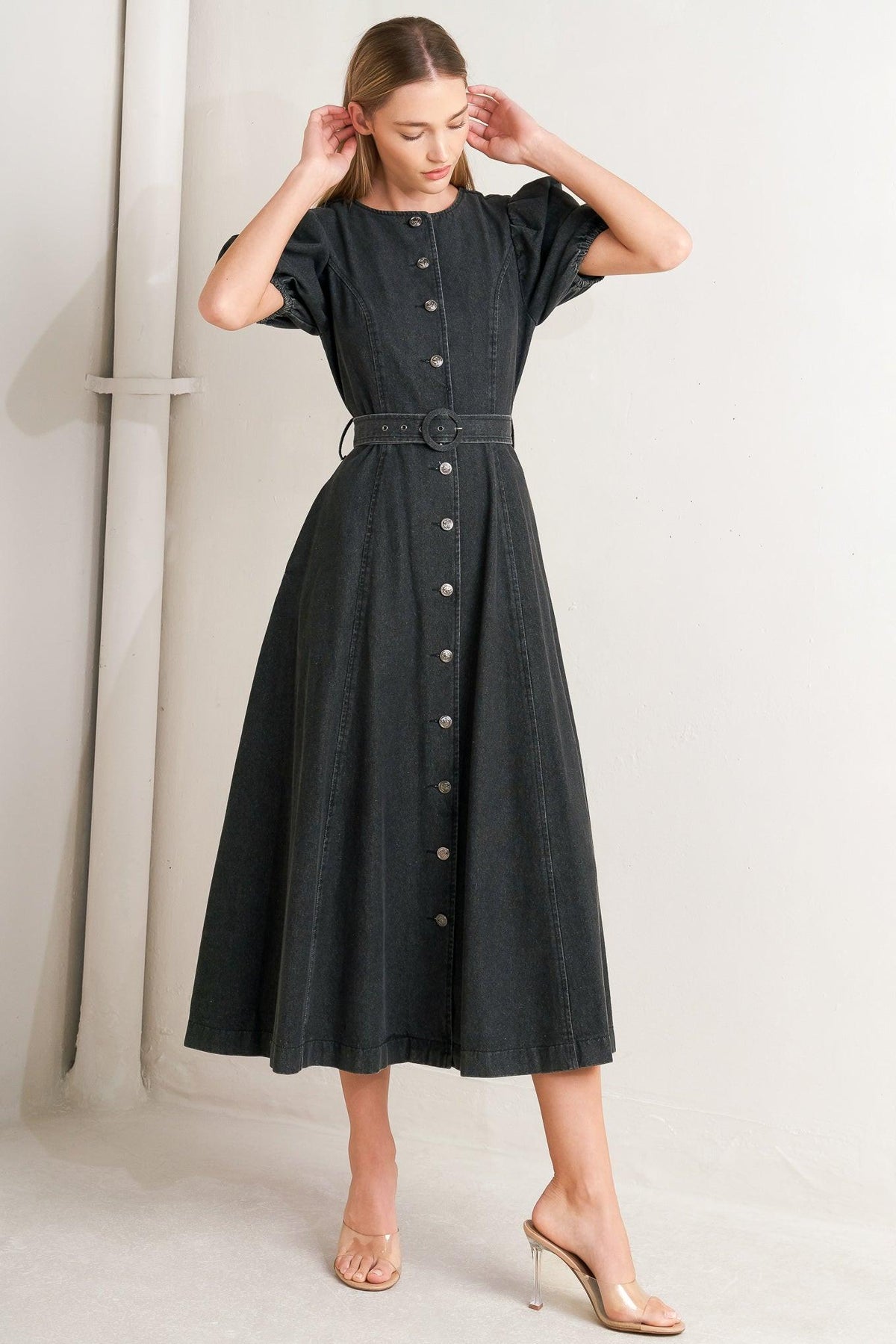 IN MY MIND DENIM MIDI DRESS