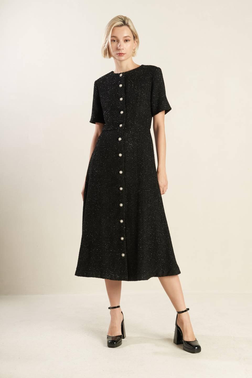 ALGO MÁS VESTIDO MIDI TEJIDO DE TWEED