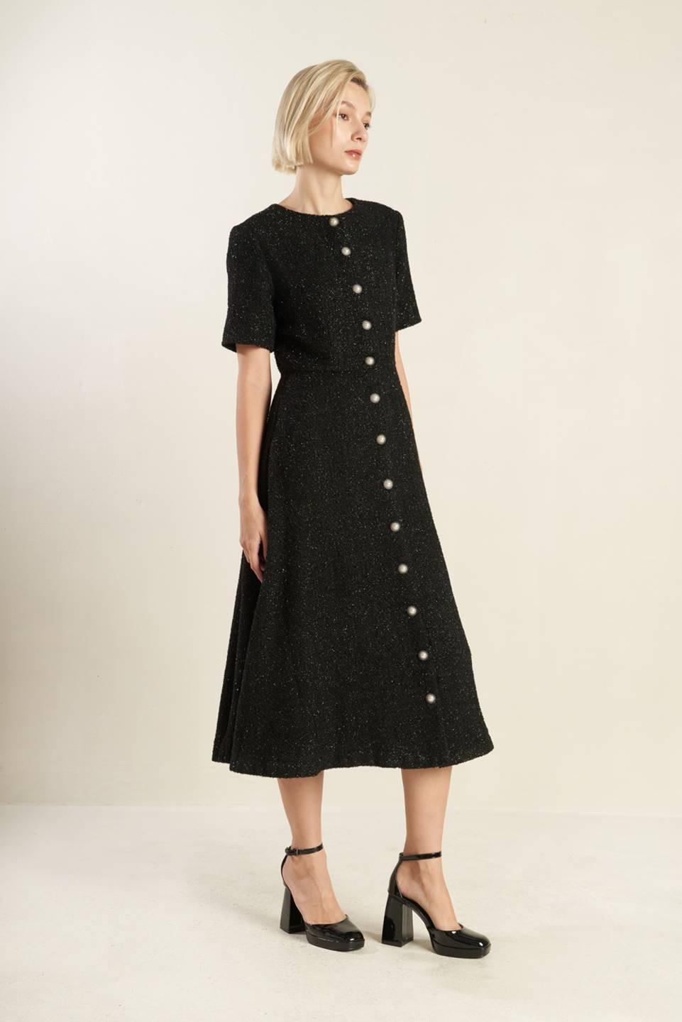 ALGO MÁS VESTIDO MIDI TEJIDO DE TWEED