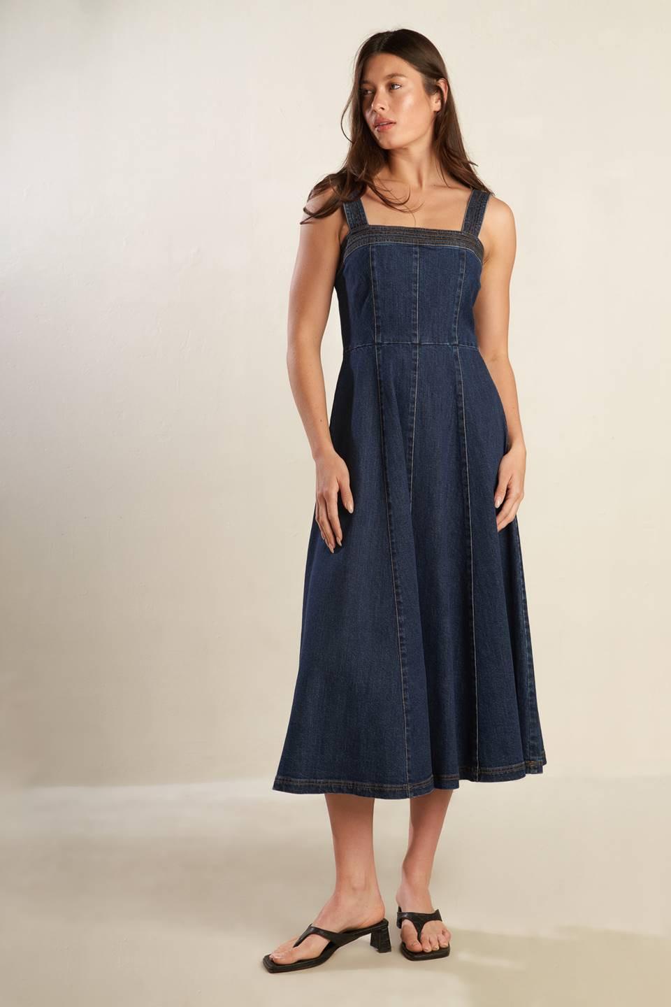 VESTIDO MIDI DE MEZCLILLA DE ÉPOCA