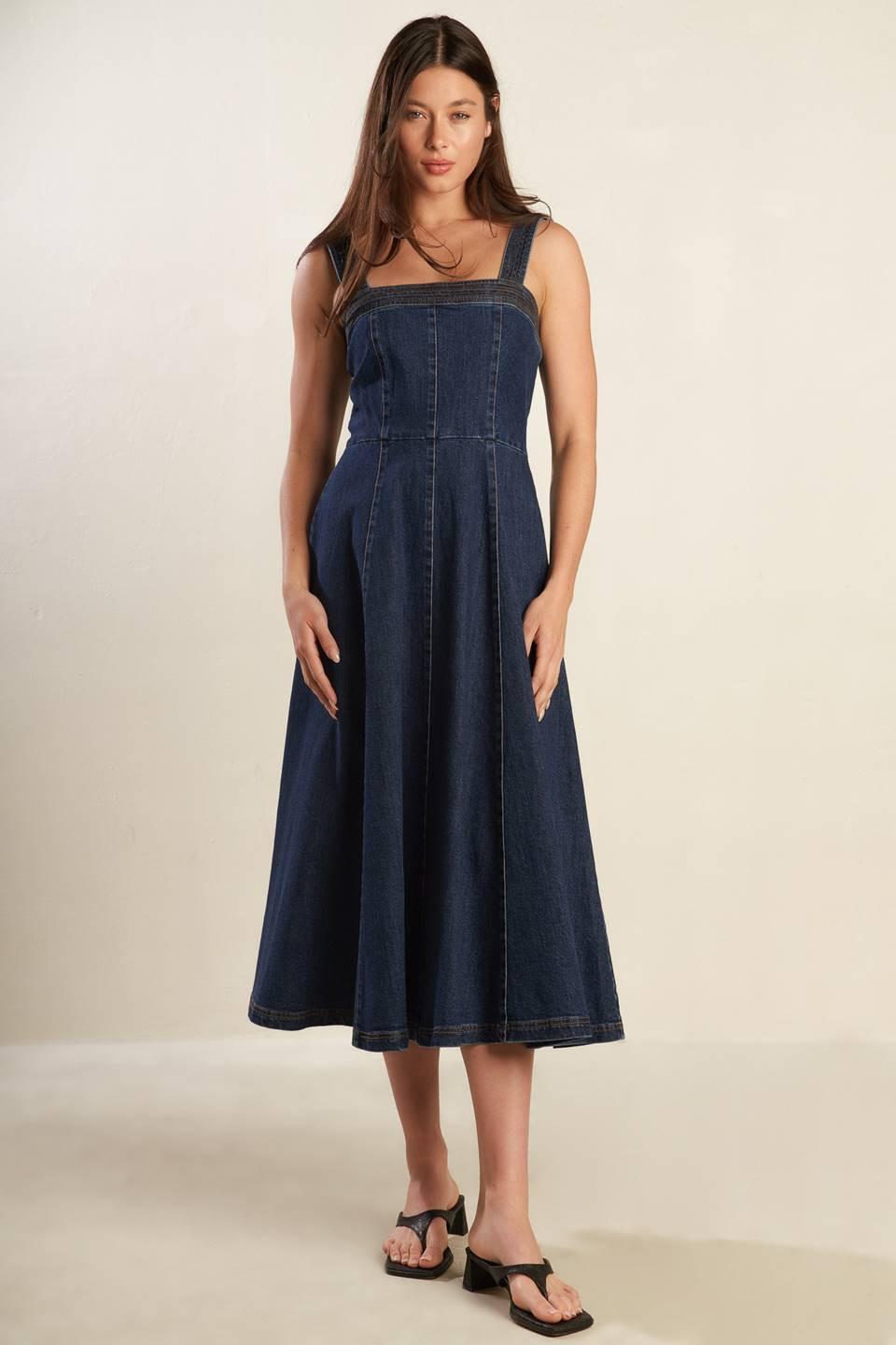 VESTIDO MIDI DE MEZCLILLA DE ÉPOCA
