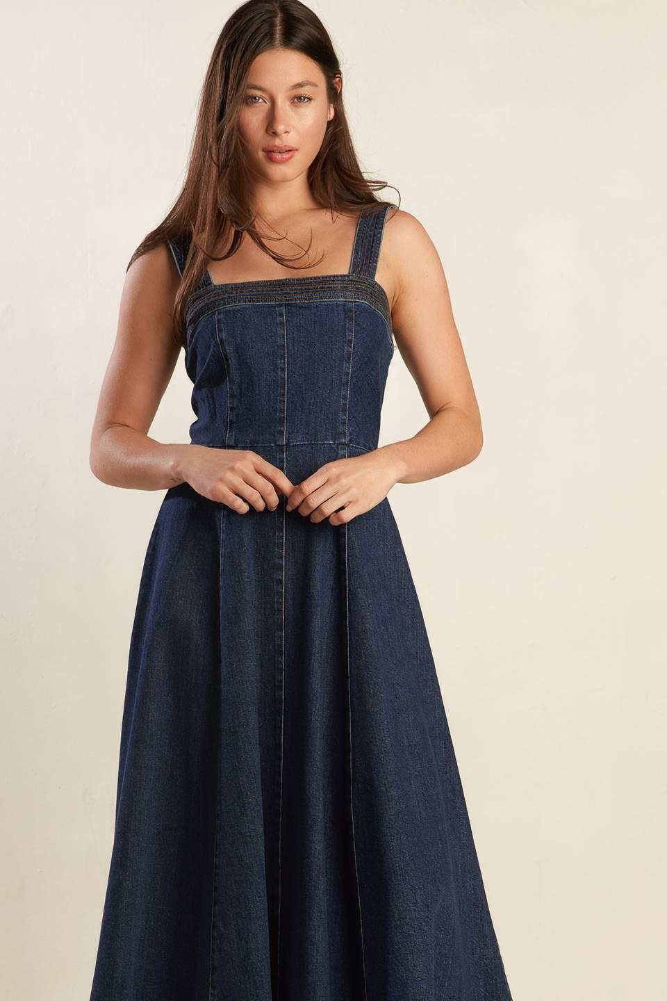 VESTIDO MIDI DE MEZCLILLA DE ÉPOCA