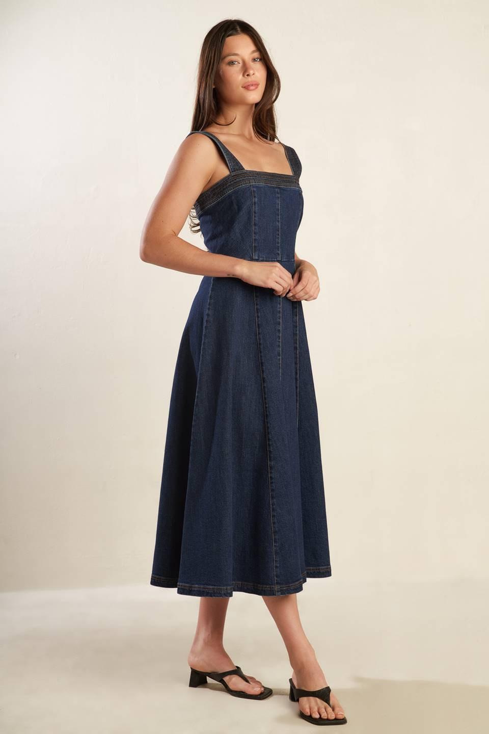 VESTIDO MIDI DE MEZCLILLA DE ÉPOCA