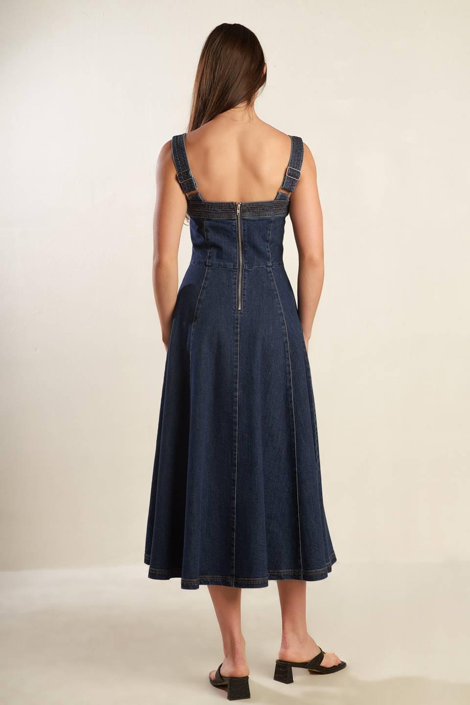 VESTIDO MIDI DE MEZCLILLA DE ÉPOCA