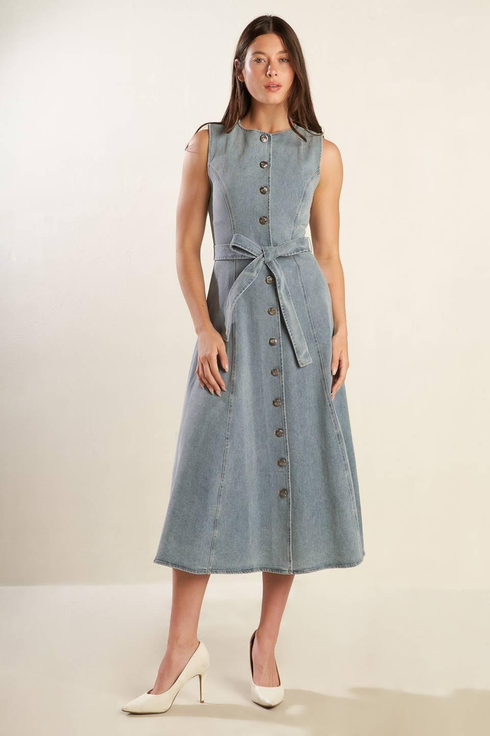 VESTIDO VAQUERO MIDI NÁUTICO Y ELEGANTE