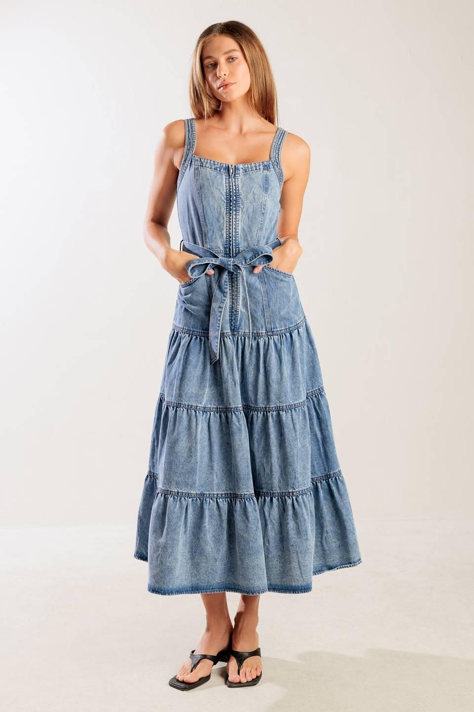 SUNSHINE STATE OF MIND INDIGO DENIM DRESS