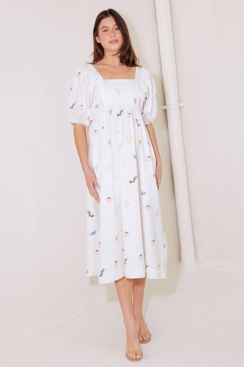 THE WORLD IS YOURS WOVEN MIDI DRESS