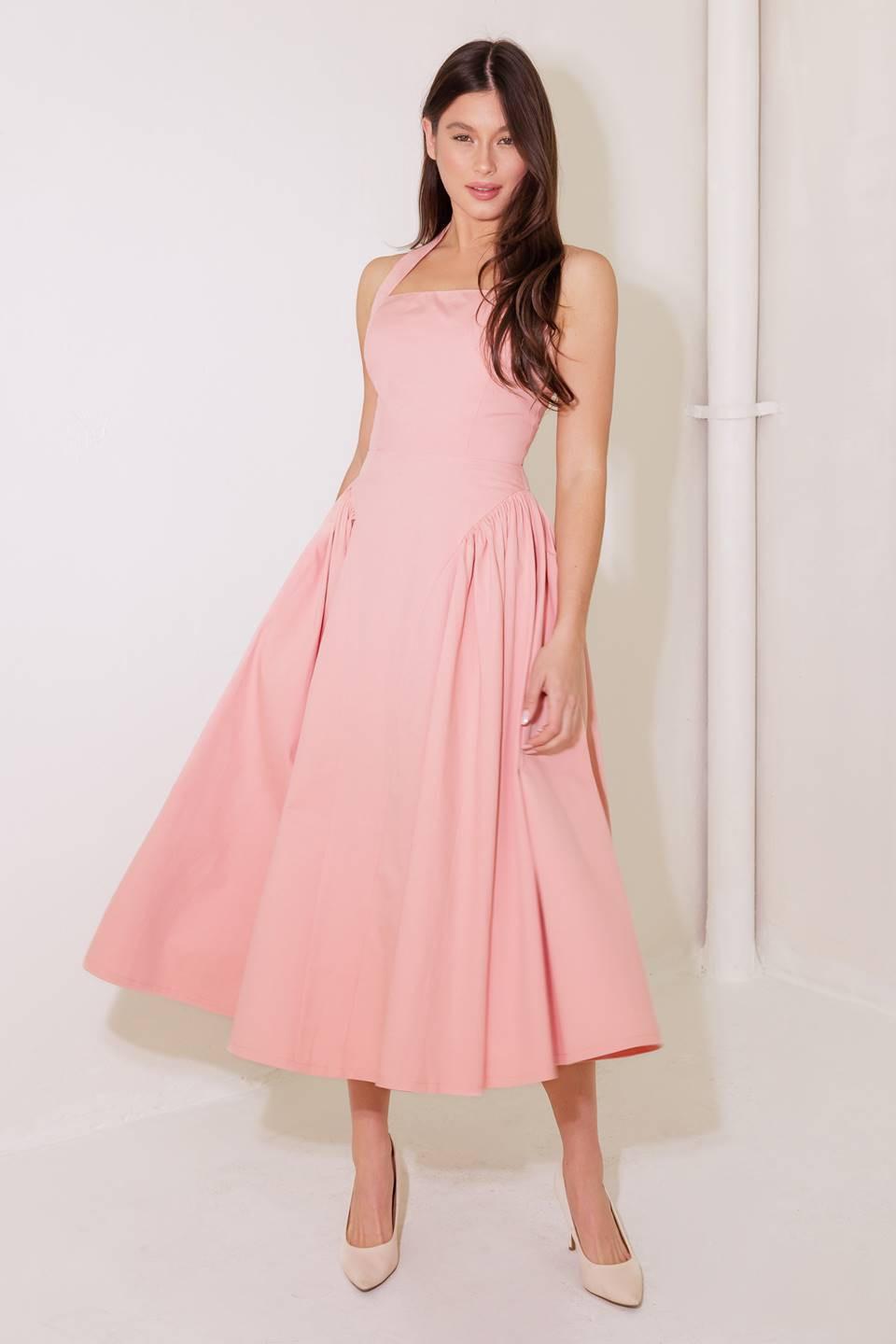 VESTIDO MIDI TEJIDO ROSA CAUGHT IN THE RAIN
