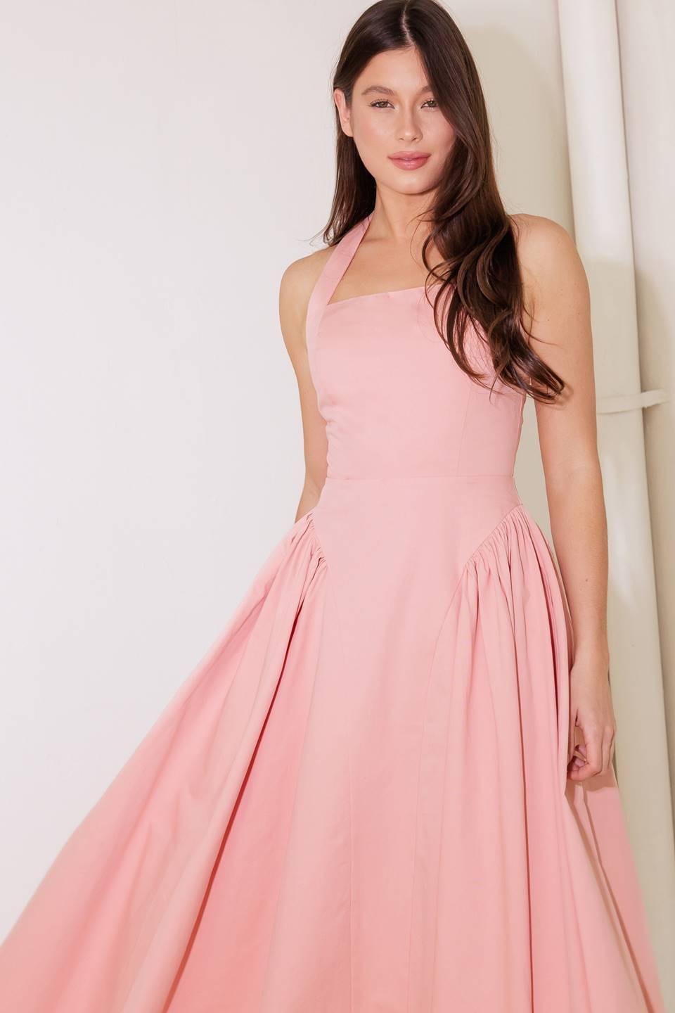 VESTIDO MIDI TEJIDO ROSA CAUGHT IN THE RAIN