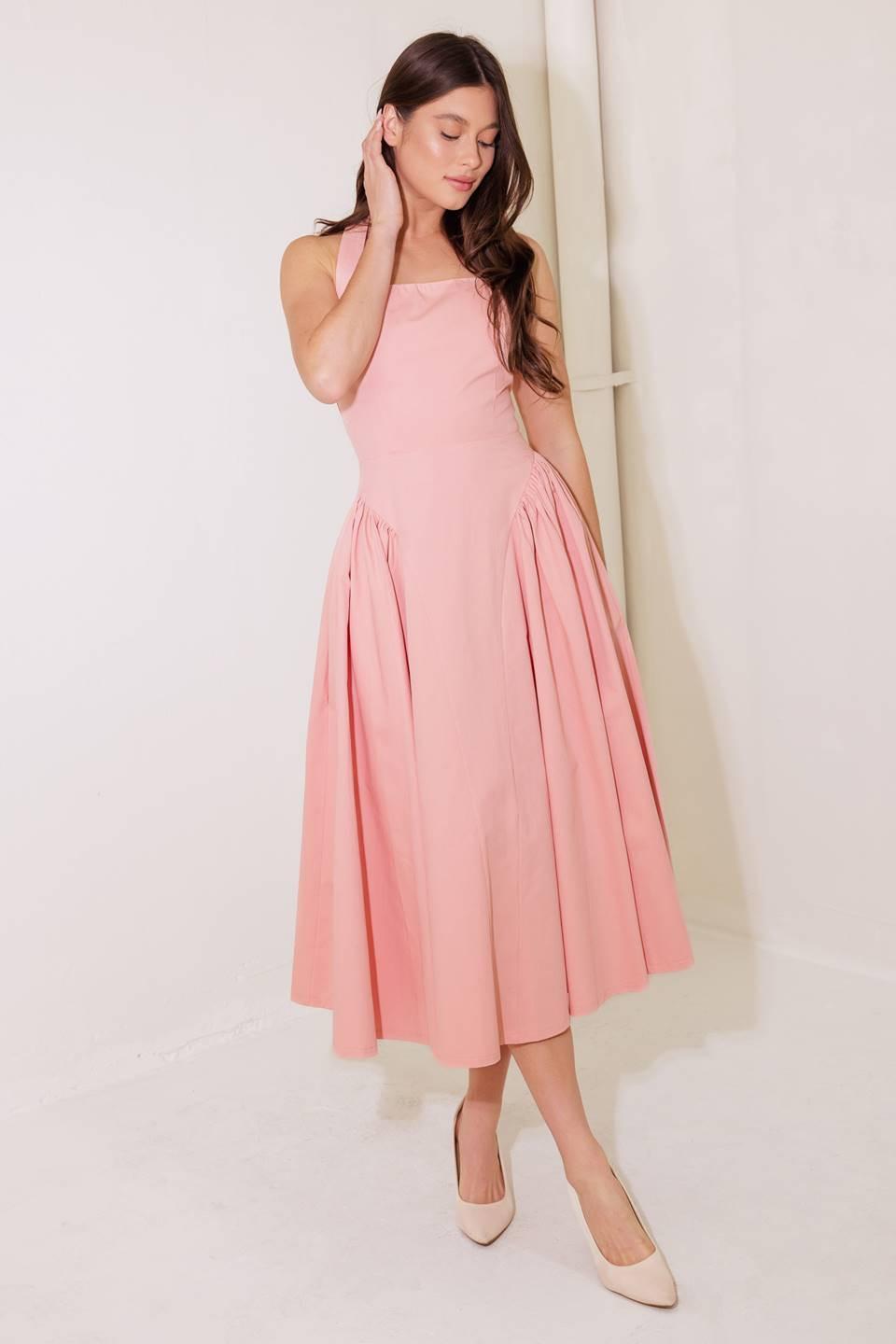 VESTIDO MIDI TEJIDO ROSA CAUGHT IN THE RAIN