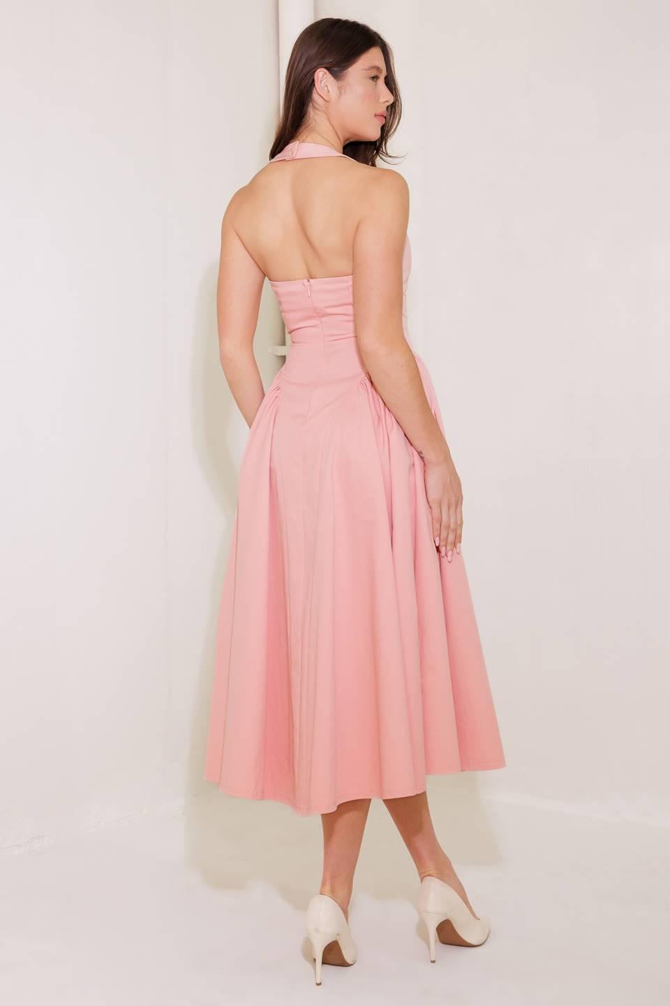 VESTIDO MIDI TEJIDO ROSA CAUGHT IN THE RAIN