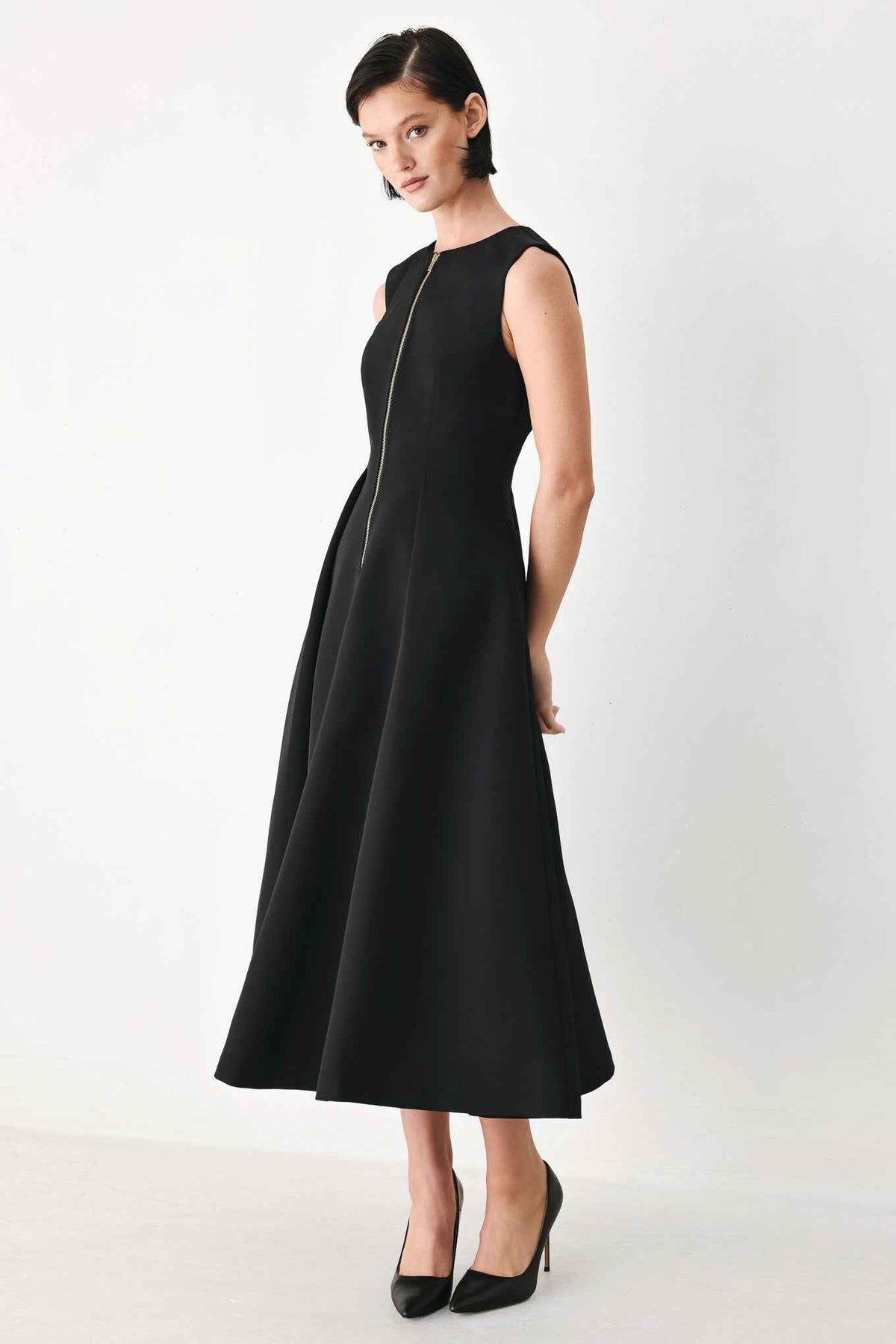 CLAY MODERN SWAY WOVEN MIDI DRESS