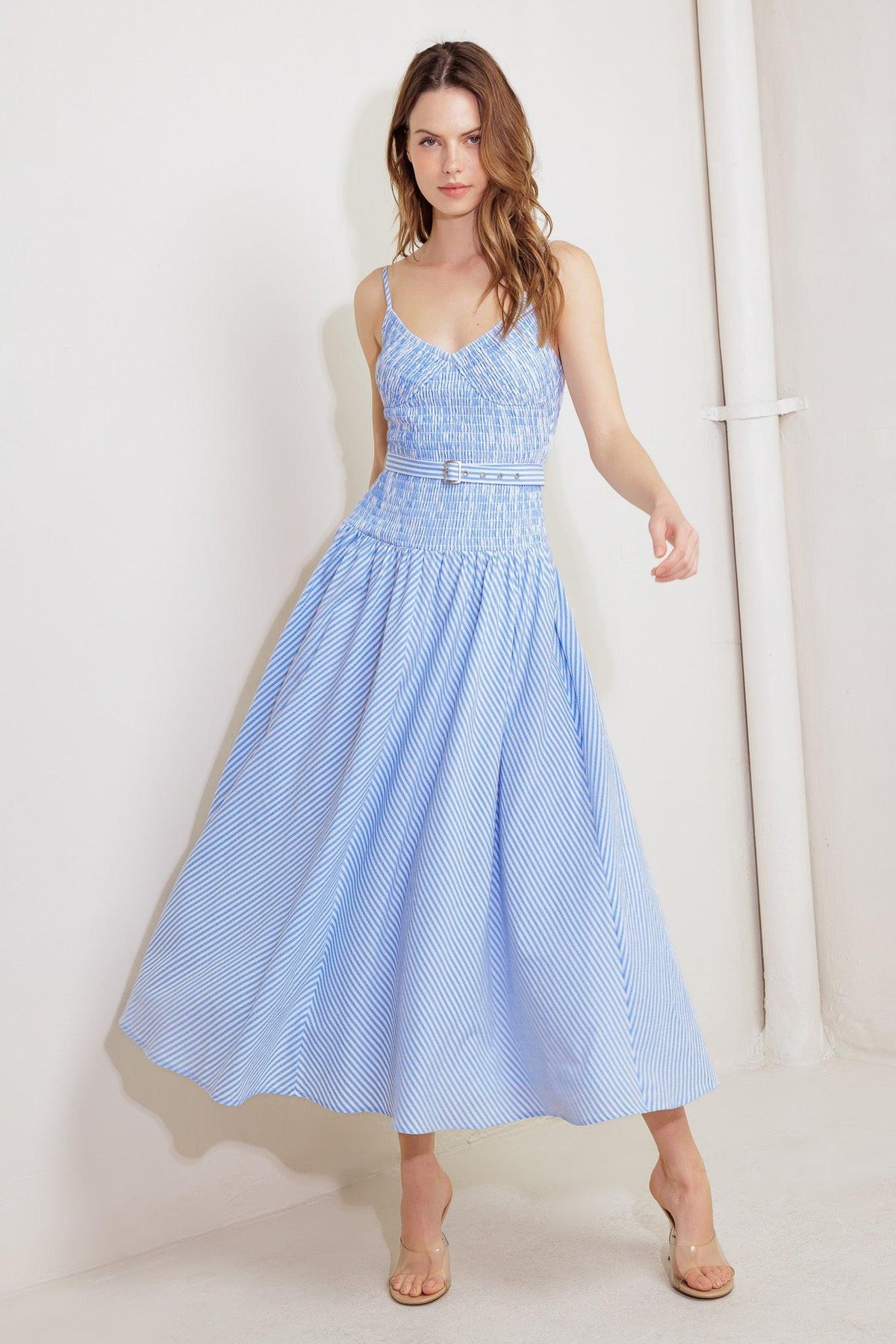 CITY BREEZE WOVEN MIDI DRESS