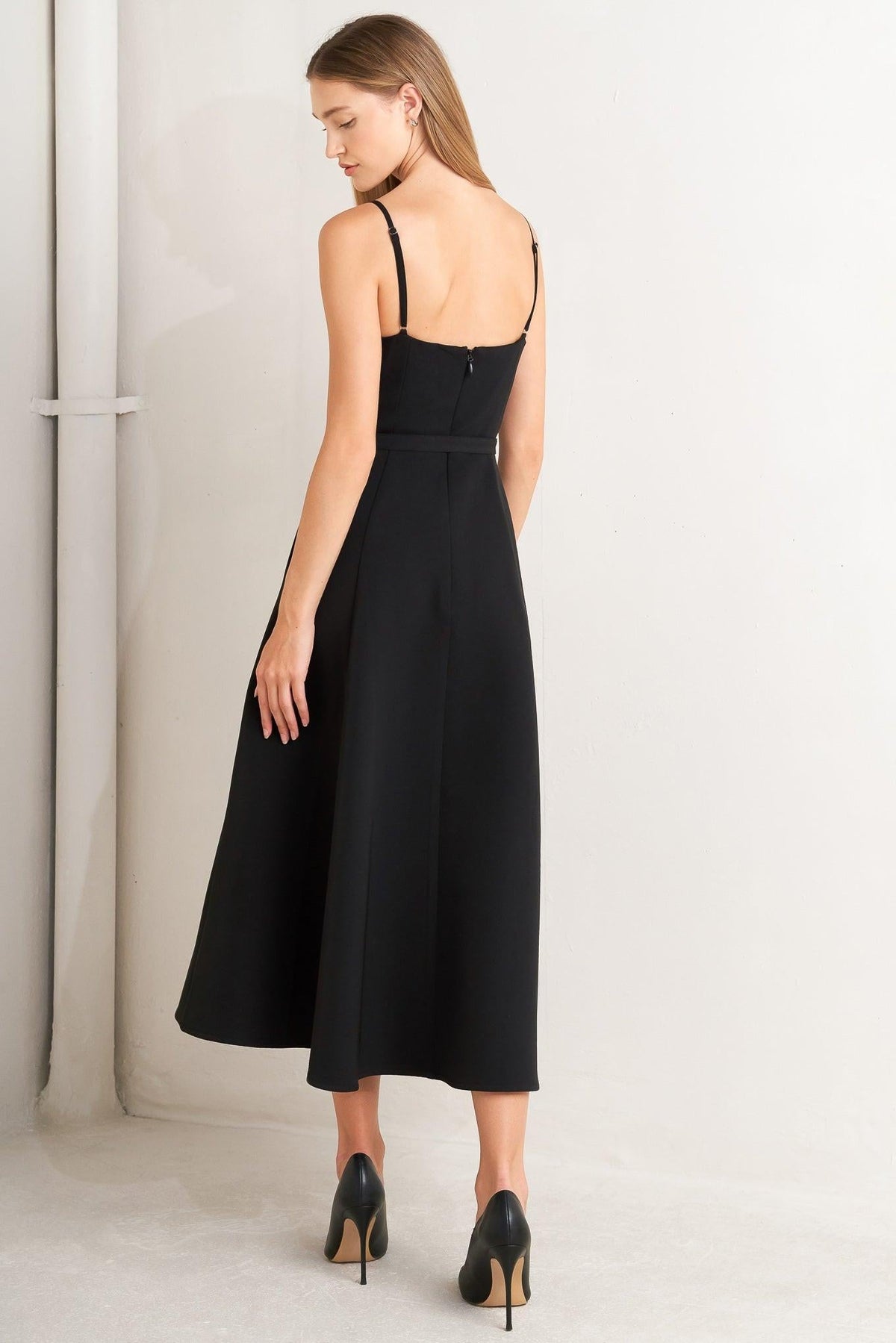 MIDNIGHT TUX WOVEN MIDI DRESS