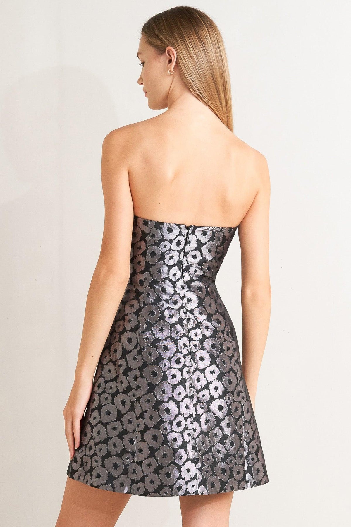 SHINE ON ME WOVEN JACQUARD MINI DRESS