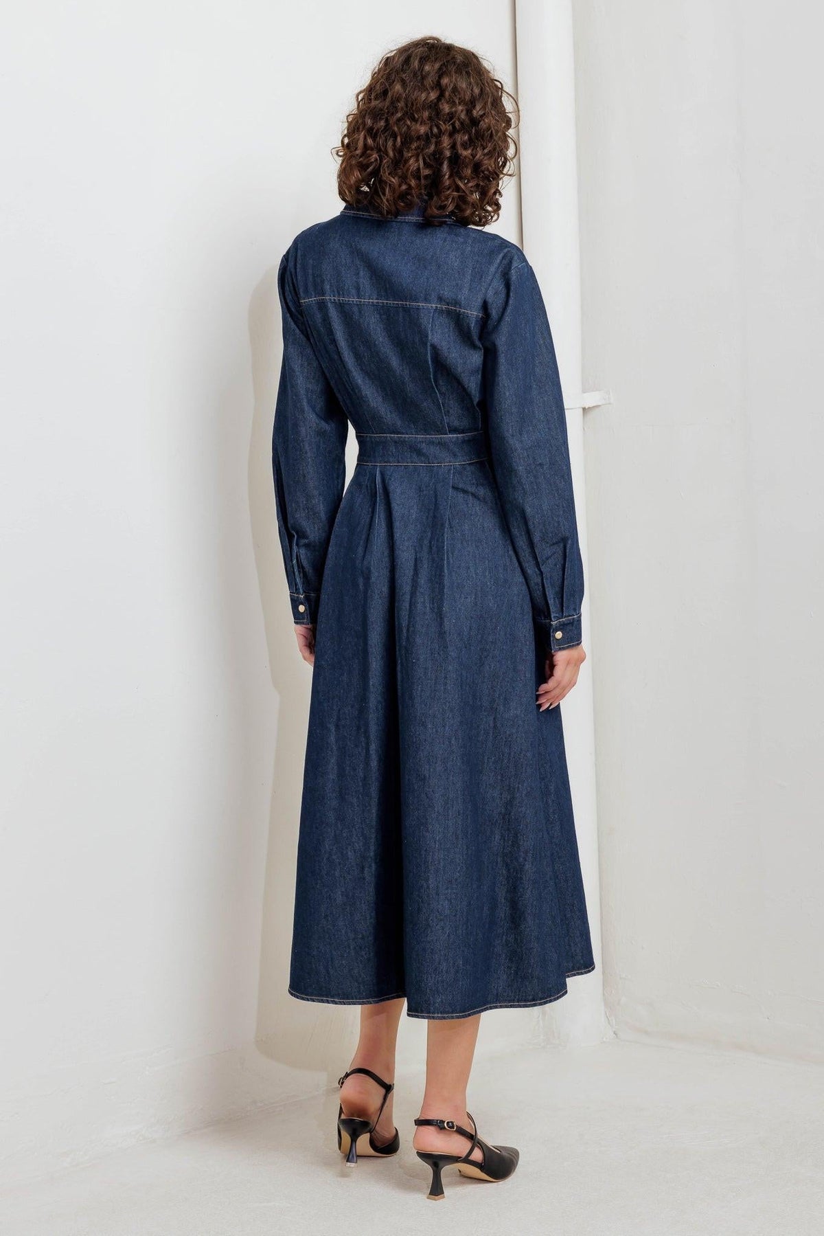 VESTIDO MIDI DE MEZCLILLA AZUL VINTAGE
