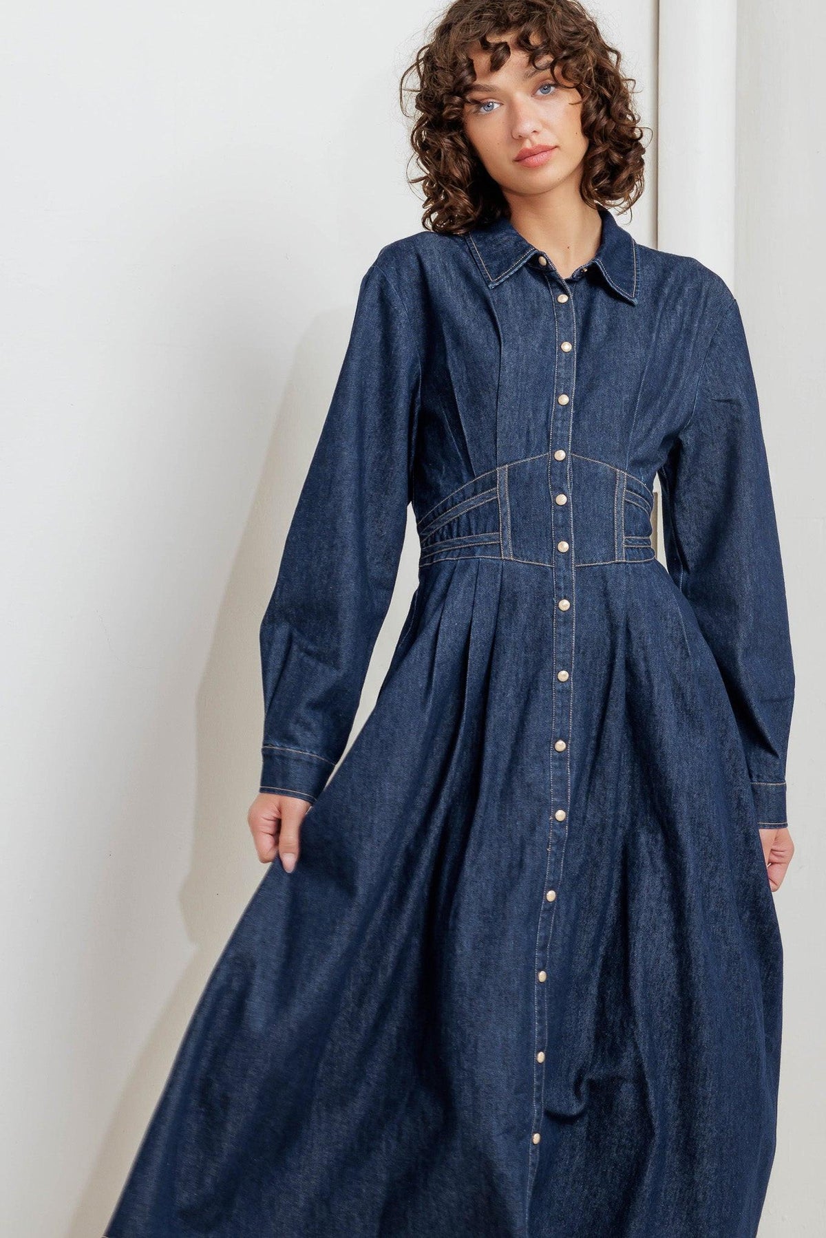 VESTIDO MIDI DE MEZCLILLA AZUL VINTAGE