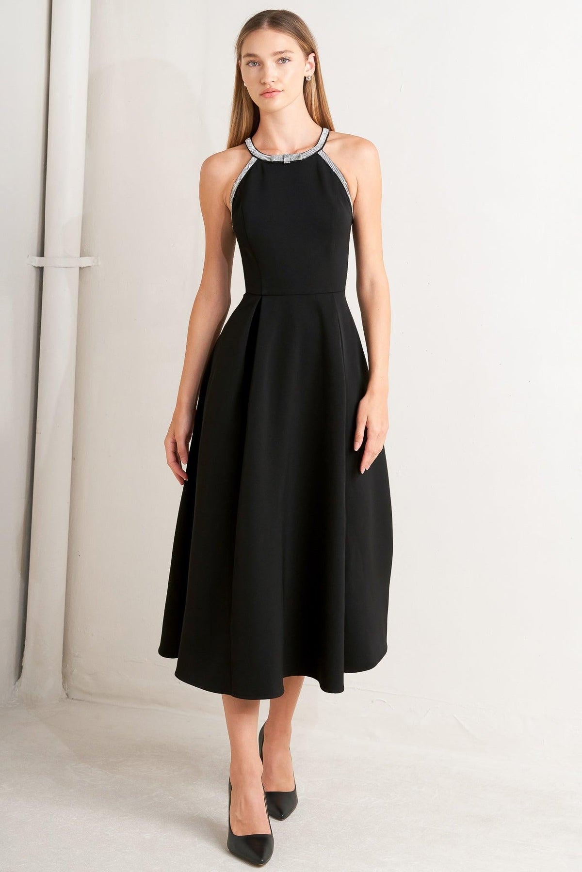 GALAXY CHARM WOVEN MIDI DRESS