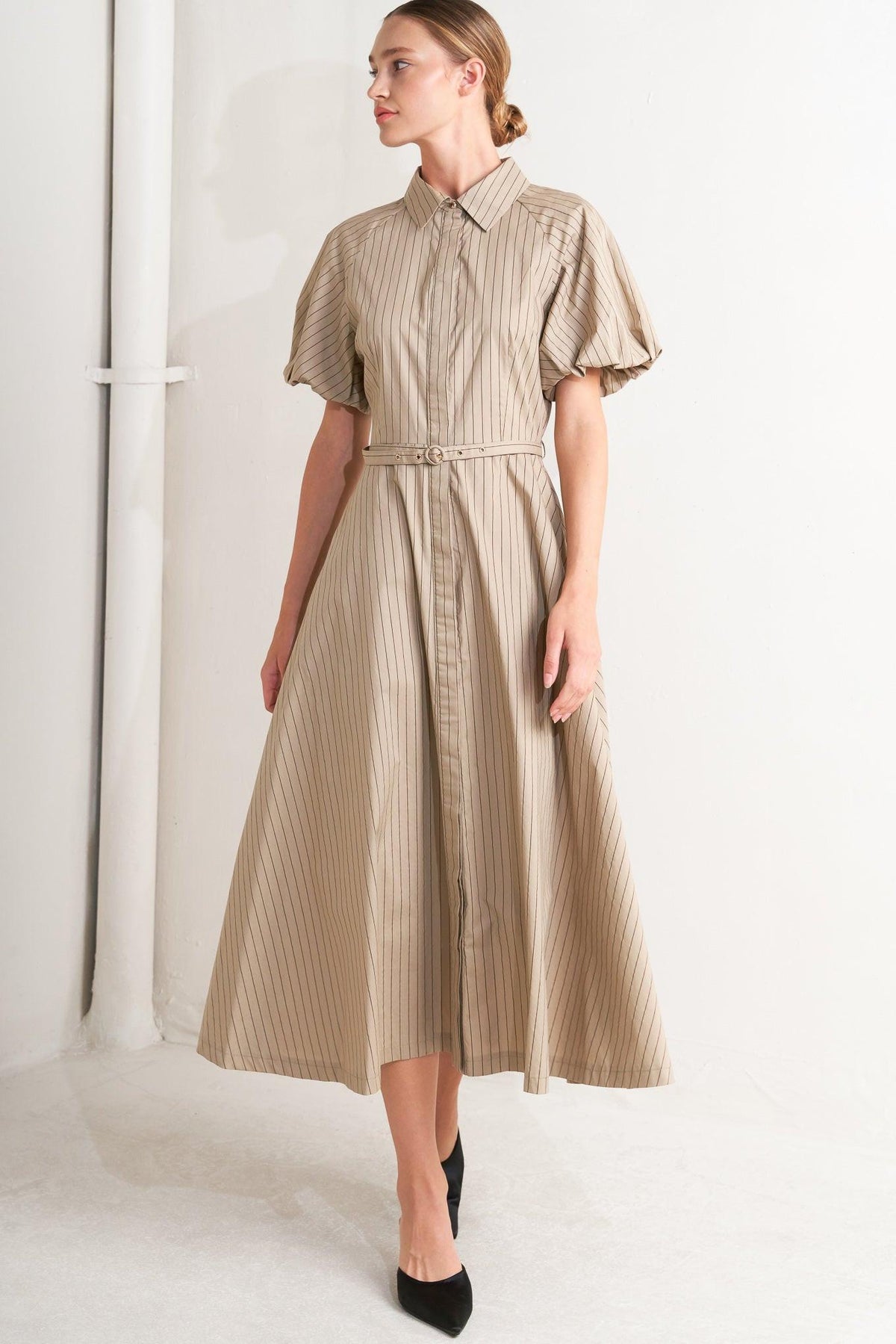 VESTIDO MIDI TEJIDO CLÁSICO NEUTRO