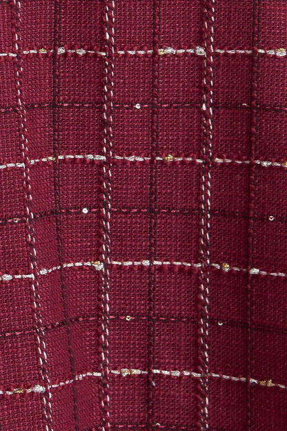 TWEED DOLL WINE WOVEN MINI DRESS