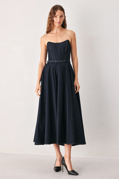 PARTY MUSE DENIM MIDI DRESS