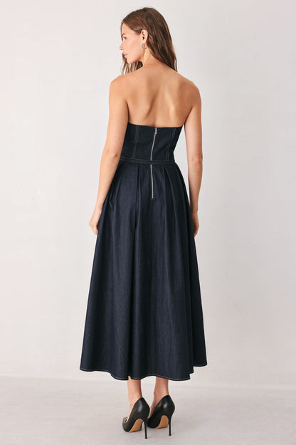 PARTY MUSE DENIM MIDI DRESS
