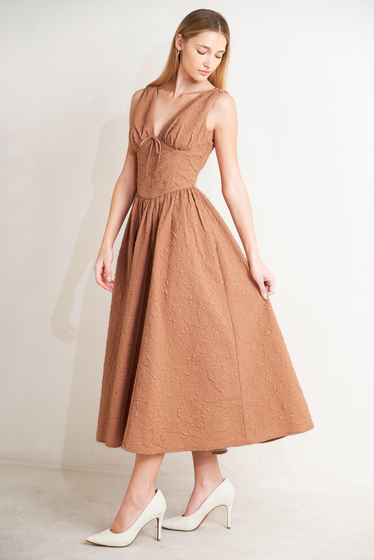 EARTHBOUND CHARM WOVEN MIDI DRESS