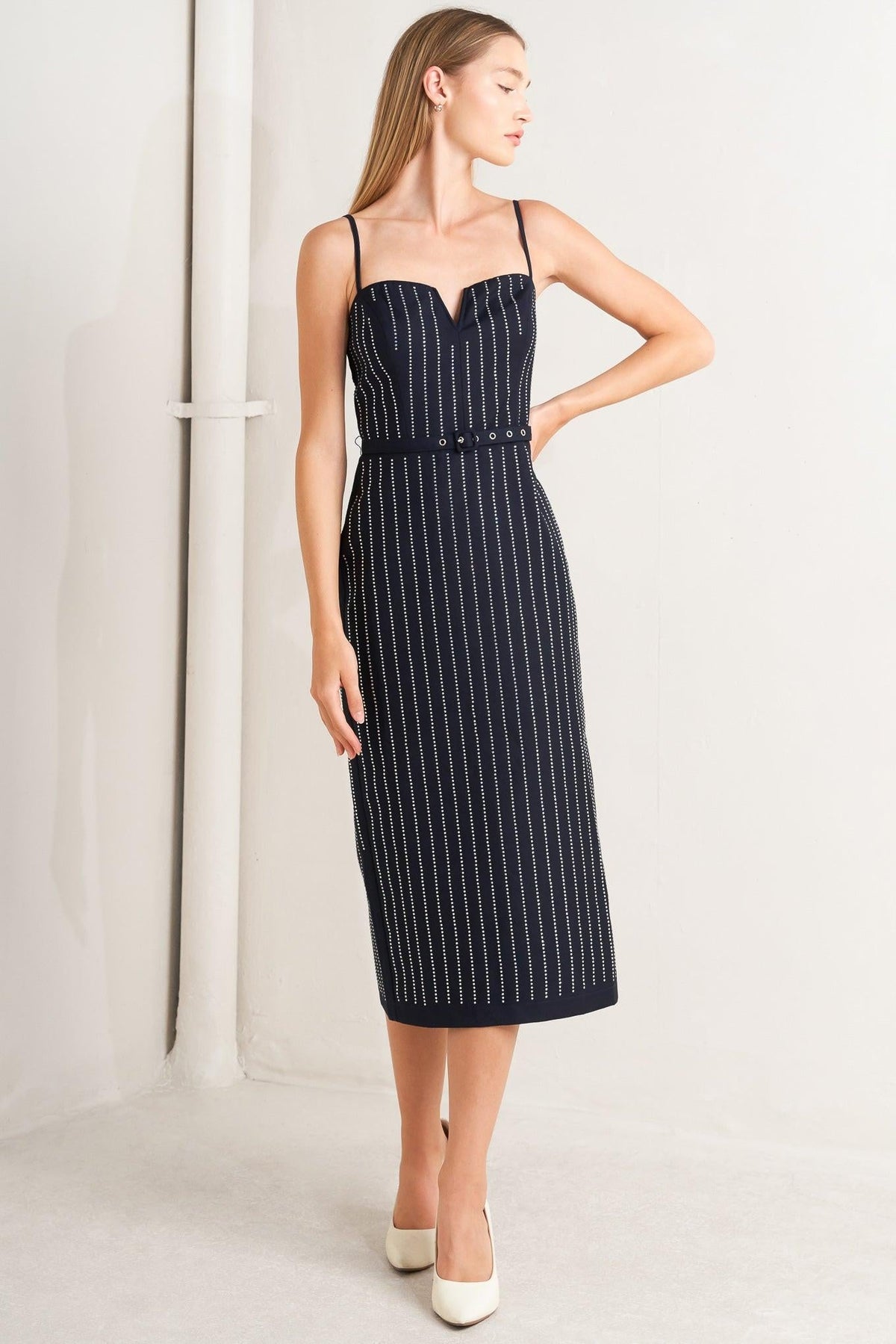 VESTIDO MIDI TEJIDO VERTICAL GRACE