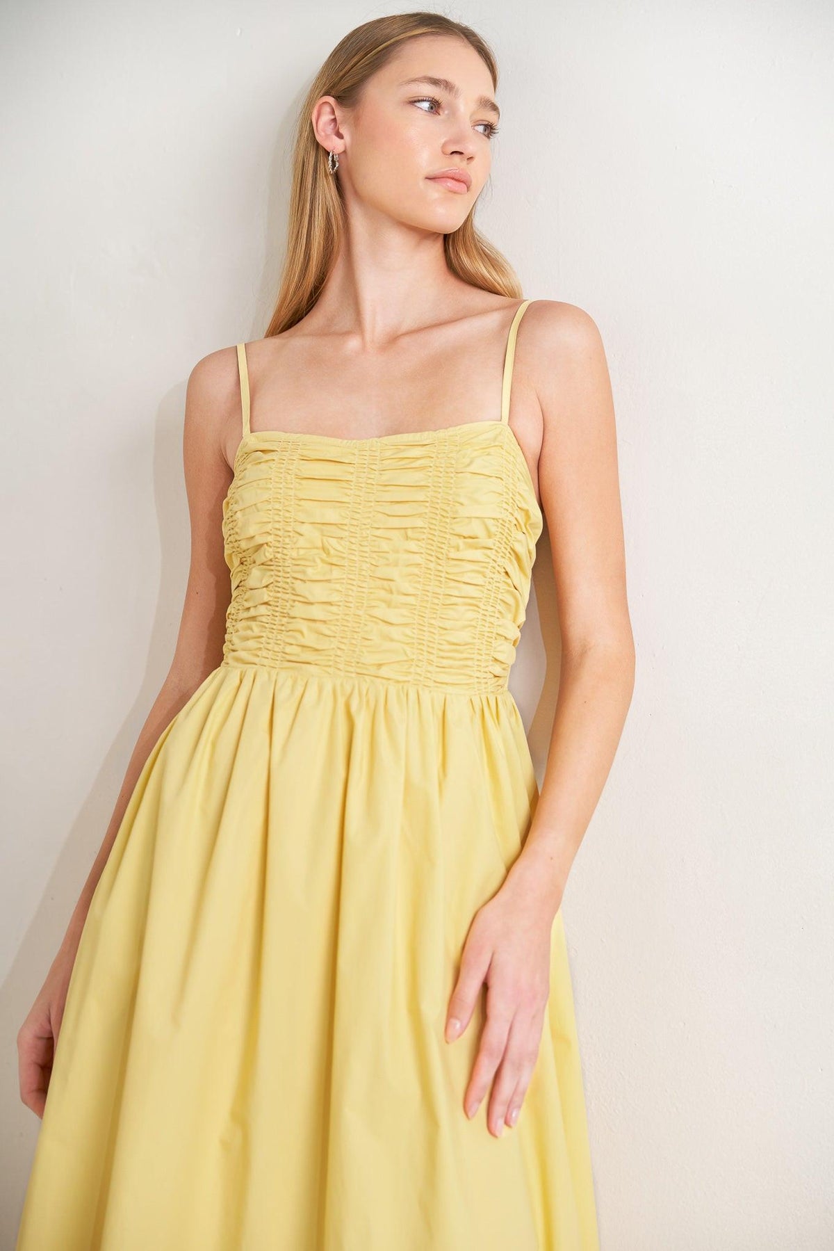 LEMON KISS WOVEN MIDI DRESS