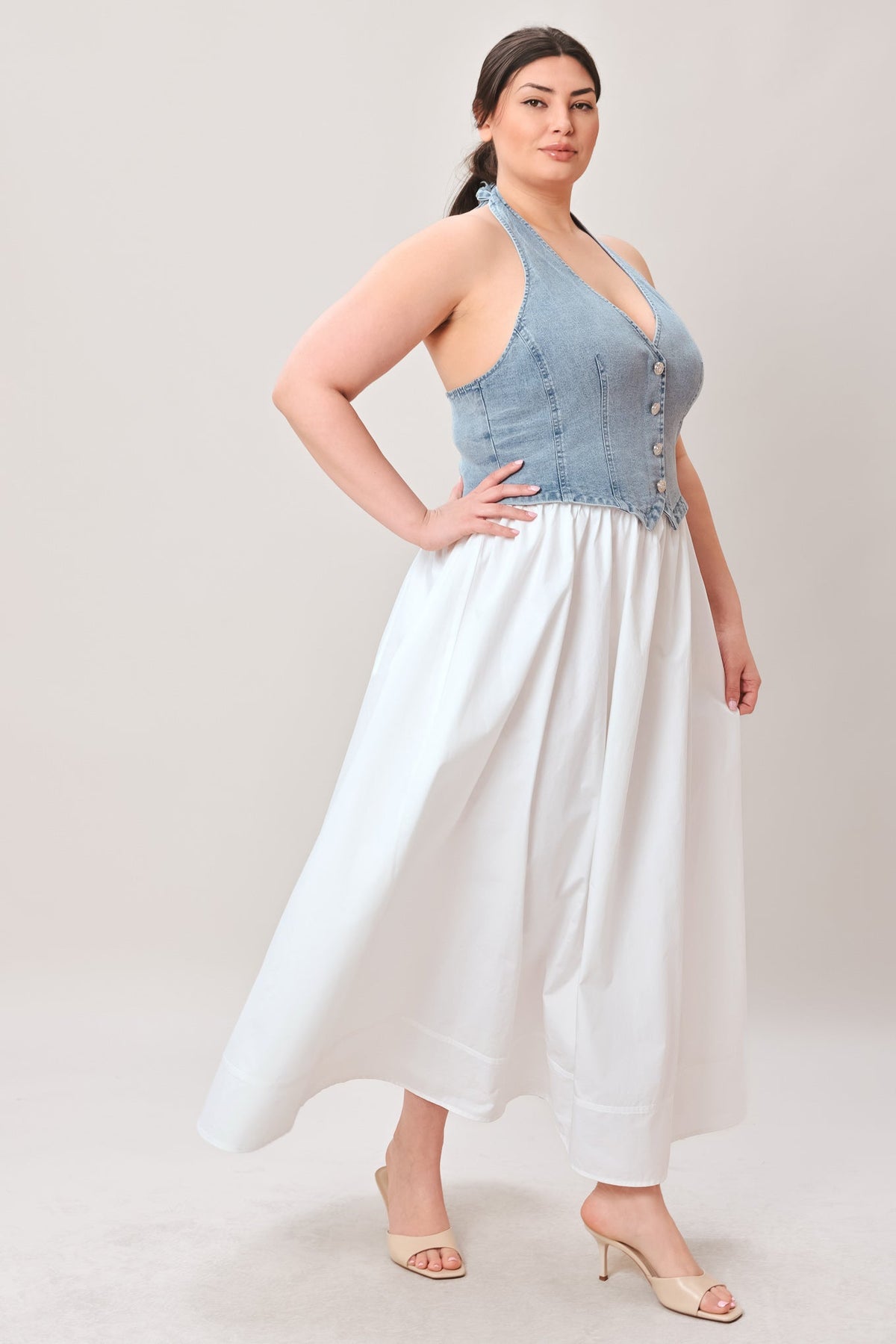 VESTIDO MIDI TEJIDO DE LA CIUDAD A LA COSTA