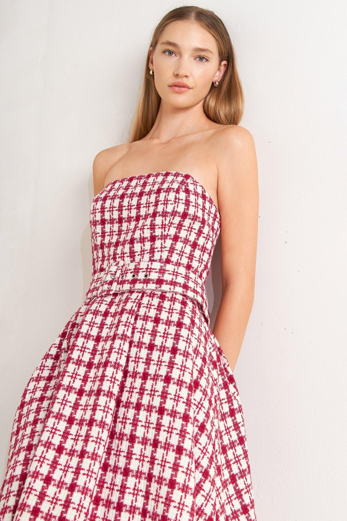 VESTIDO CORTO DE TWEED CON ESTAMPADO DE CEREZAS